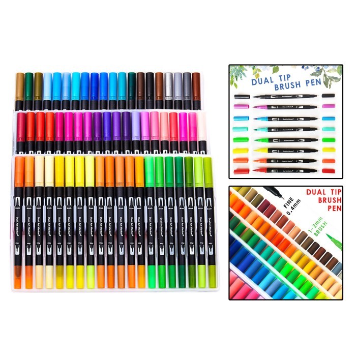 

T E R B A R U Produk Baru Moon Willow 60/100 Colors Dual Tip Brush Pen Drawing Marke