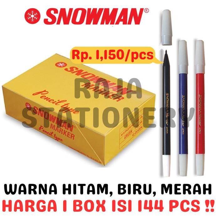 

SNOWMAN MARKER SPIDOL SNOWMAN PW-1A PW1A HITAM BIRU MERAH [144PCS]