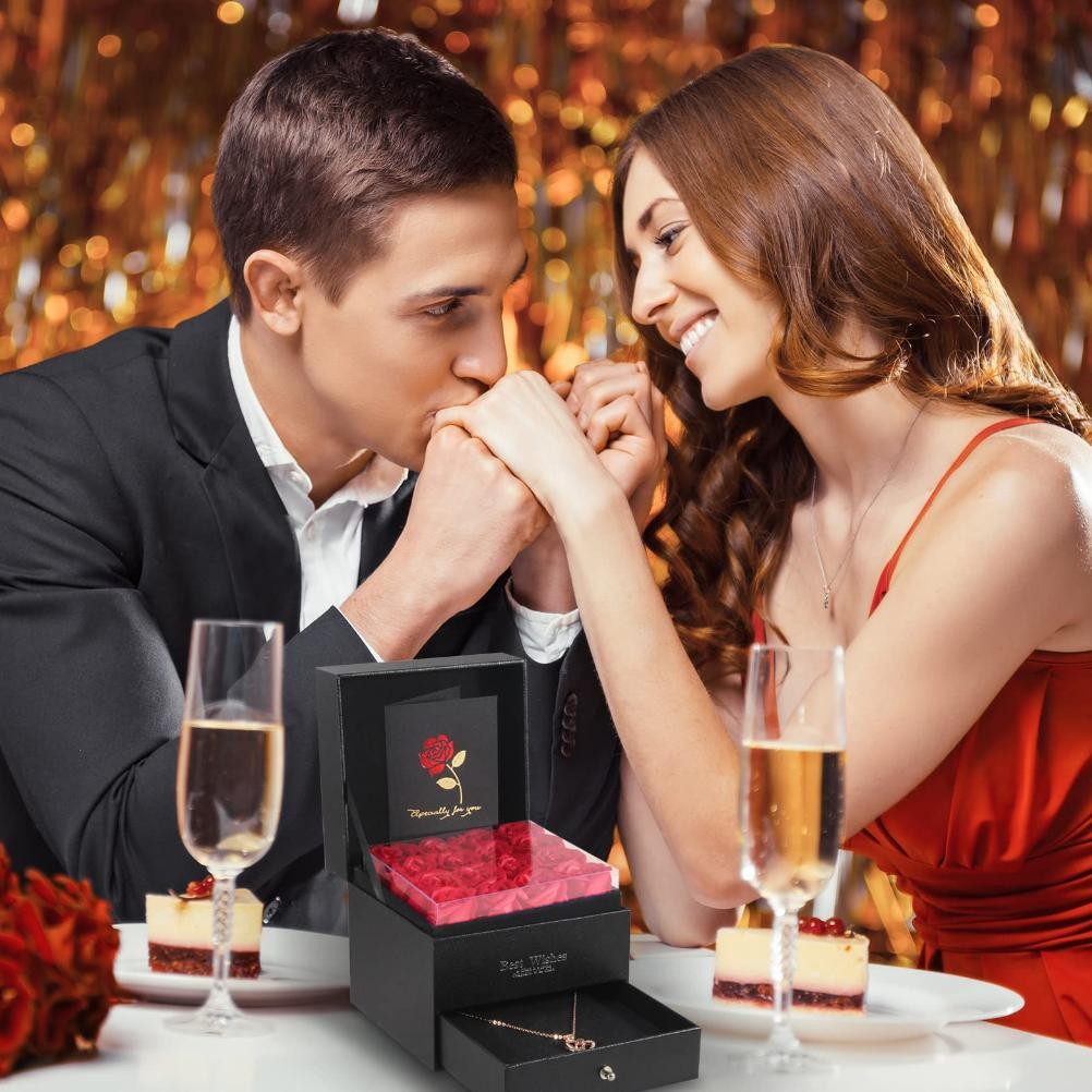 

2Er-54 9 Rose Gift Box Kotak Kalung Seserahan Kado Valentine Untuk Cewe Percintaan Necklace Box