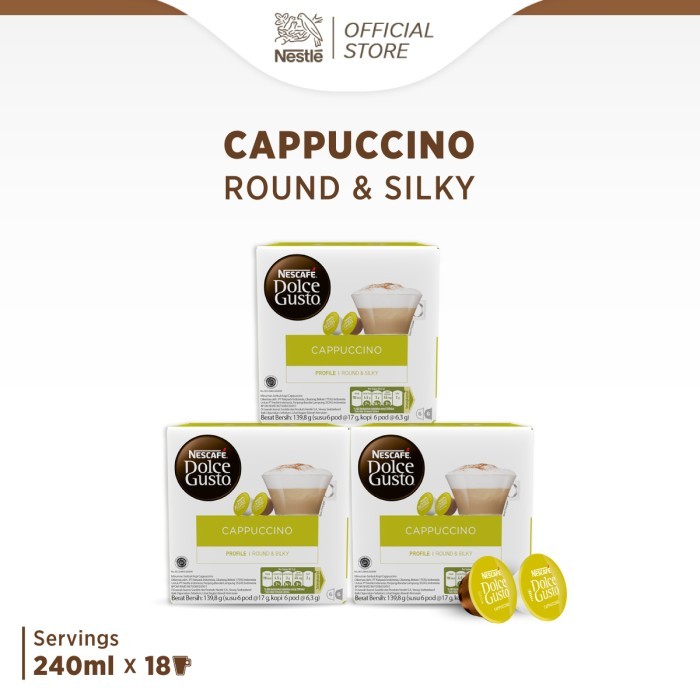 

Nescaf Dolce Gusto Cappuccino 3 Box (36 Kapsul = 18 Gelas)
