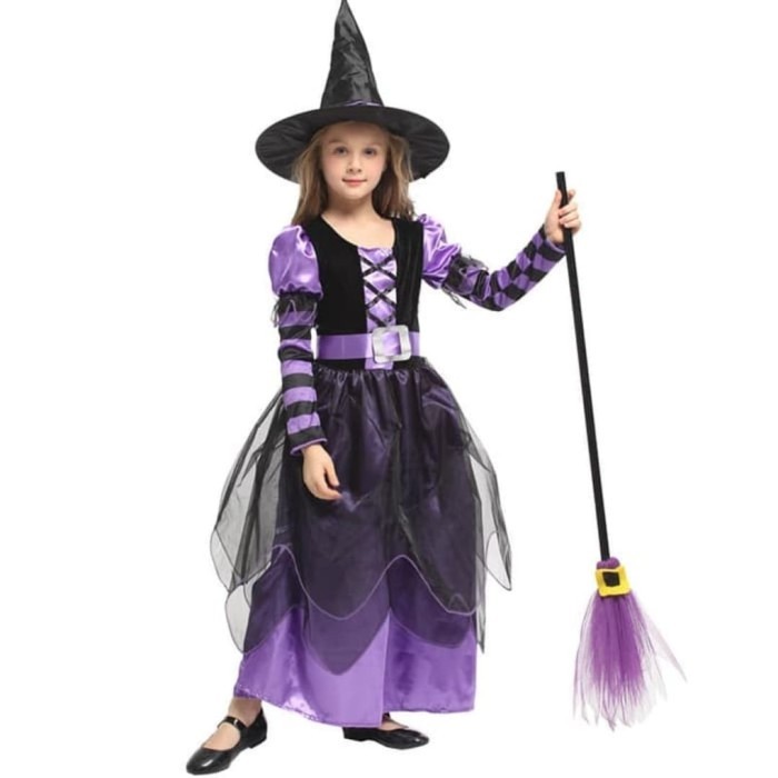 Ready costume halloween anak/kostum nenek sihir/ costume penyihir anak/witch