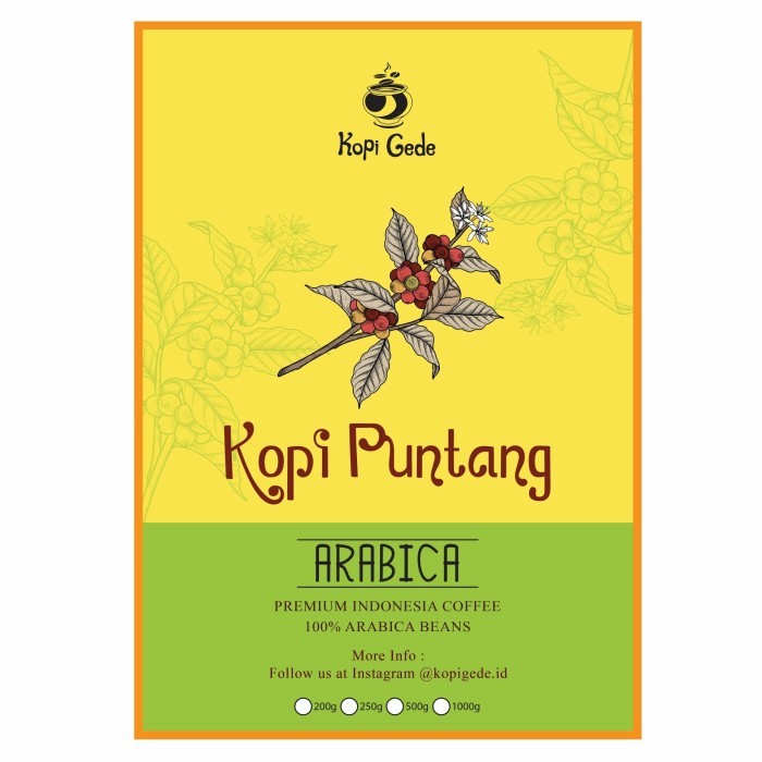 

Kopi Arabika Puntang - Jawa Barat 1 Kg (Biji / Bubuk)
