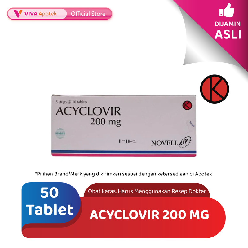 Acyclovir 200 mg / Antivirus / Cacar (50 Tablet)