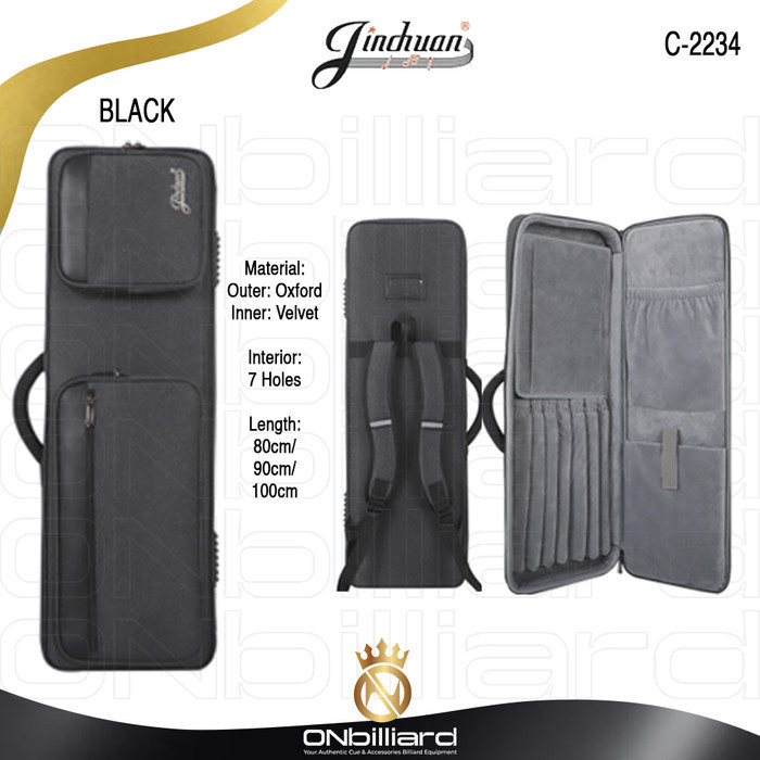 Promo JINCHUAN C-2234 Tas Stick Billiard 3x4 Cue Soft Case 3 Butt 4 Shaft 7 Lubang Sekat Kain