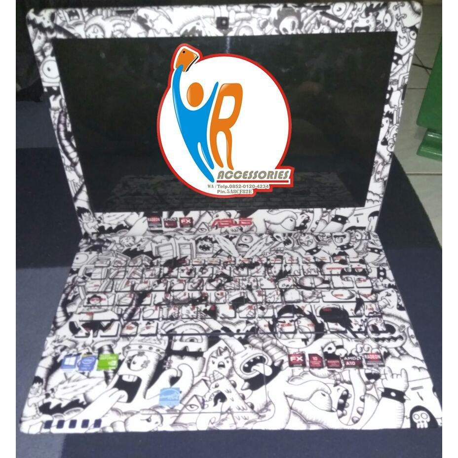 *2Piece* Laptop Asus A450l Doodle Request Dari Kamu Garskin Stiker Casing Custom Bebas Dan Bayar Dit