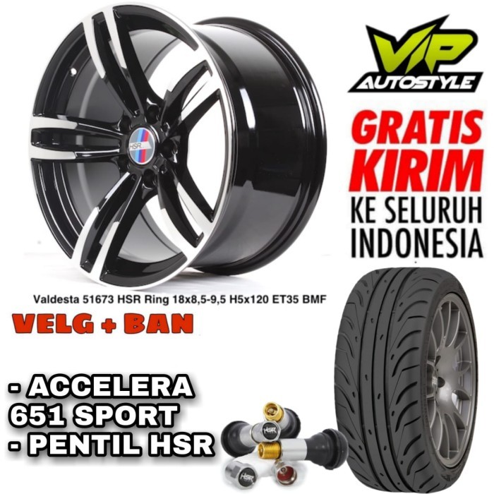 Paket Velg Buat BMW Seri 3 Ring 18 HSR VALDESTA Plus Ban 651