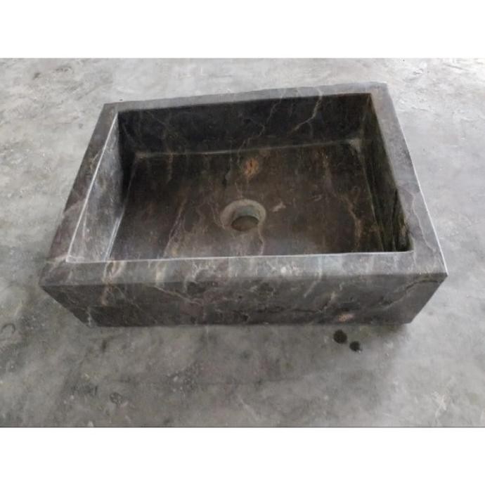 Wastafel Batu Marmer Model Kotak Grey /Washtafel Batu Alam Berkualitas IRF