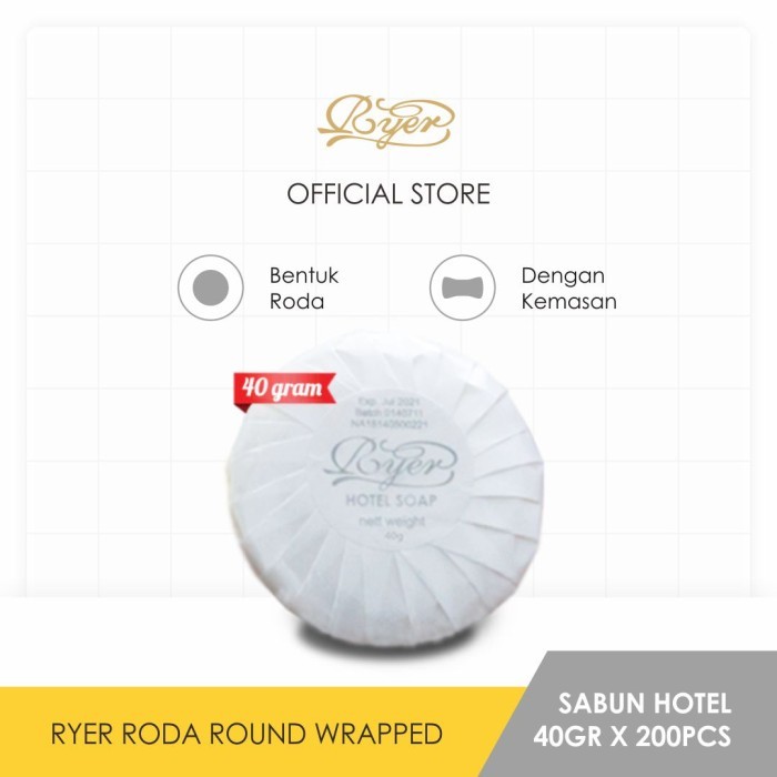 200 Pcs Ryer Hotel Soap Roda Pearlised 40 Gr / Sabun Hotel