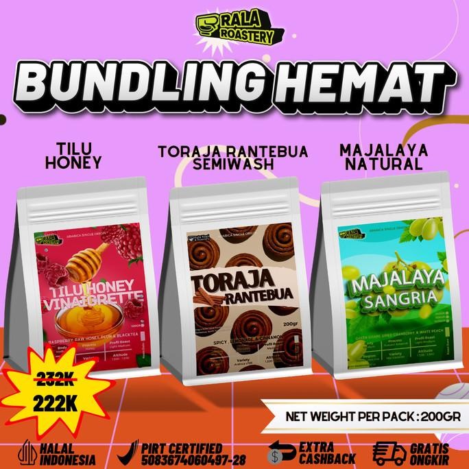 

Bundling Majalaya X Rantebua X Gunung Tilu Single Origin Arabica 200Gr