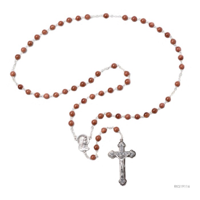 Rosario Batu Pasir Emas 6Mm Doa Katolik