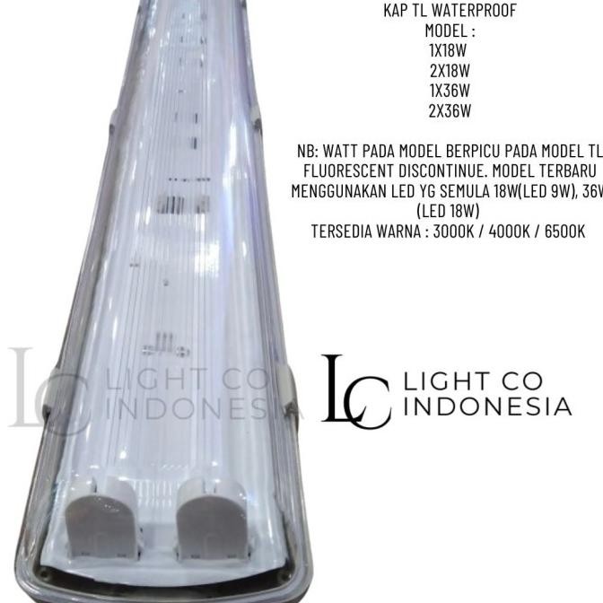 TERMURAH - kap tl waterproof 1x18 2x18 1x36 2x36