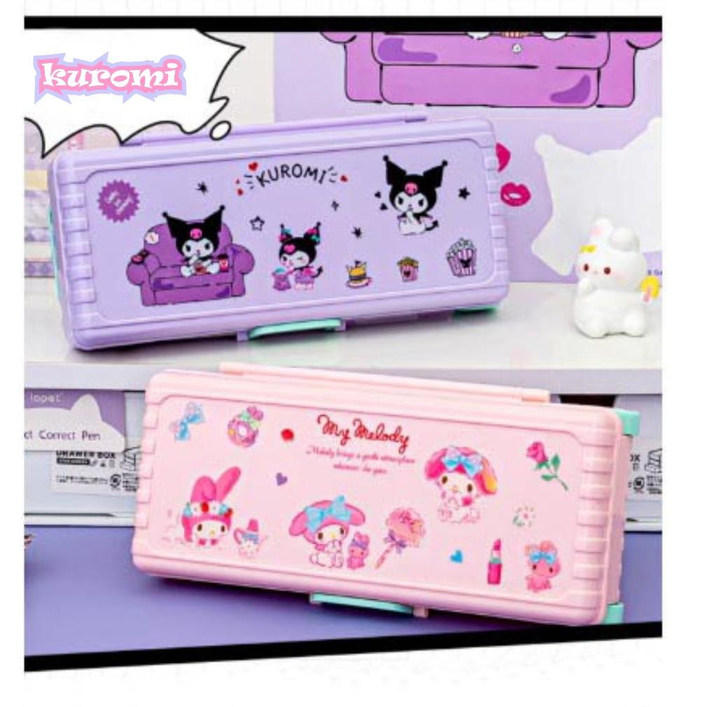 

To94 Large Capacity Kawaii Pencil Cases + sanrio stiker for Girls Office Student Stationery Organizer School Supplies Berkualitas