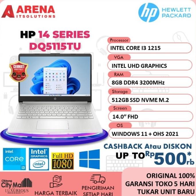 Hp 14S Dq2614Tu I3 1115G4 4Gb 512Ssd W11+Ohs 14.0Fhd Ips Blit Slv Diskon Pekan Ini