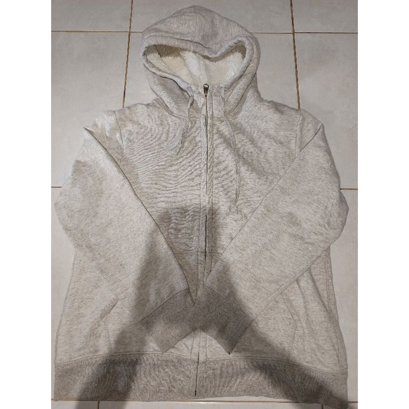 hoodie zipper UNIQLO sherpa size xl original 100%