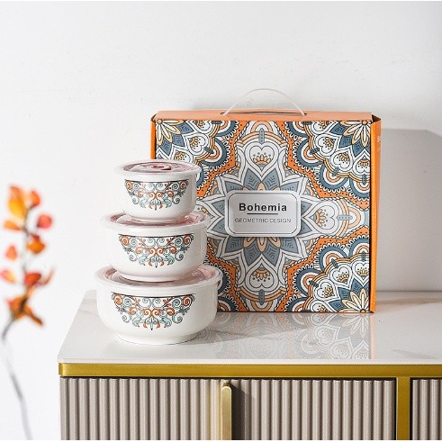 Hampers Mangkuk Keramik set 3 Bohemia Bowl Japaness Mangkok Luxury