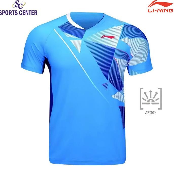 NEW KAOS / JERSEY BADMINTON LINING ATDRY PLAYER SERIES AAYU139-4 SAIL BLUE 2710T
