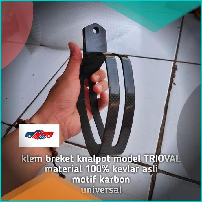 klem breket knalpot TRIOVAL model layang karbon kevlar 140BZ4 perkaka