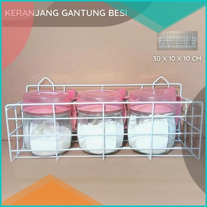 Rak Bumbu Dapur Besi / Rak Dinding Gantung Serbaguna / Keranjang Besi
