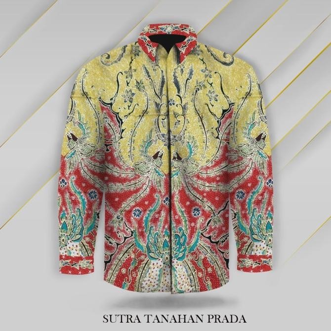 batik tulis sutra prada merah kain 939EM [terbaik]