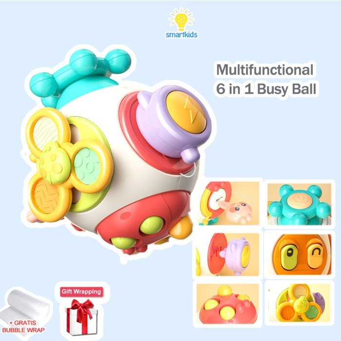 

Baru - Busy Ball Fitur 6 In 1 Melatih Motorik Tangan Jari Bayi Mainan Edukasi