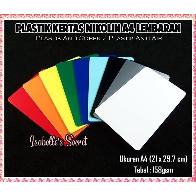 

{{{{{{] Plastik Mikolin Warna A4 Lembaran Anti Air Robek Bahan Sablon Label