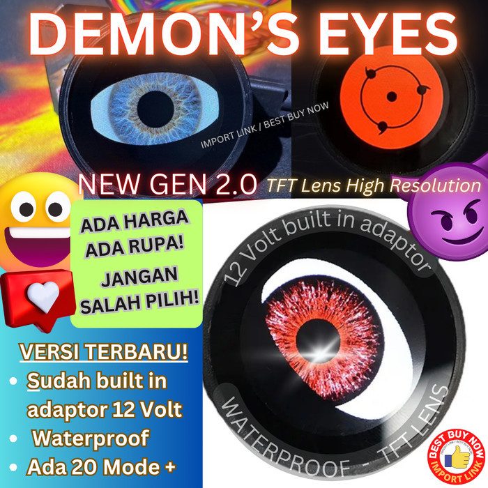 Lampu Biled variasi motor Led Mata Setan Sharingan Rinnegan Naruto Demon Eyes Angel Eye Devil lensa