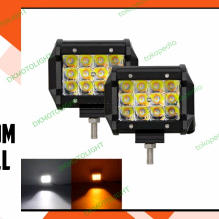 Lampu Tembak Kabut 12 Mata 2 Warna Putih Kuning Motor Mobil