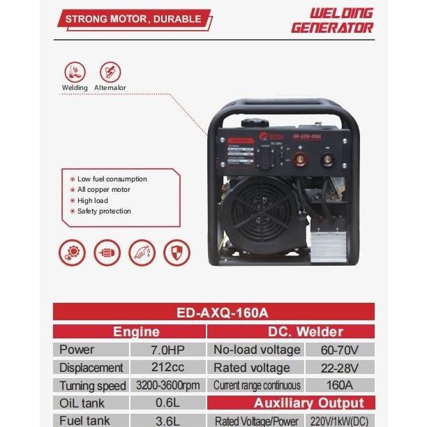 TERMURAH  MESIN GENSET ED AXQ 160A EDON GENSET LAS MULTIFUNGSI