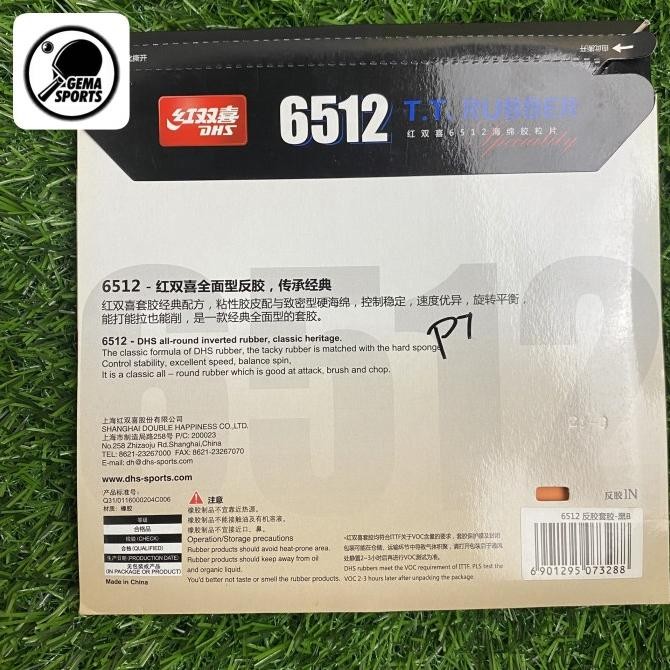 Karet Rubber Bet Tenis Meja Pingpong Dhs 6512 Original