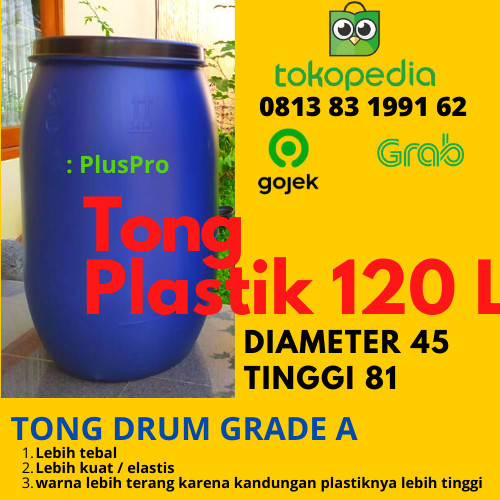 Ready Drum Air / 120 L Liter Baru / Tong Sampah / Tong Biru Tebal