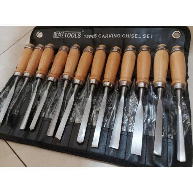 

Set Pisau Ukir Pahat Kayu 12 In 1 / Wood Carving Art Chisel