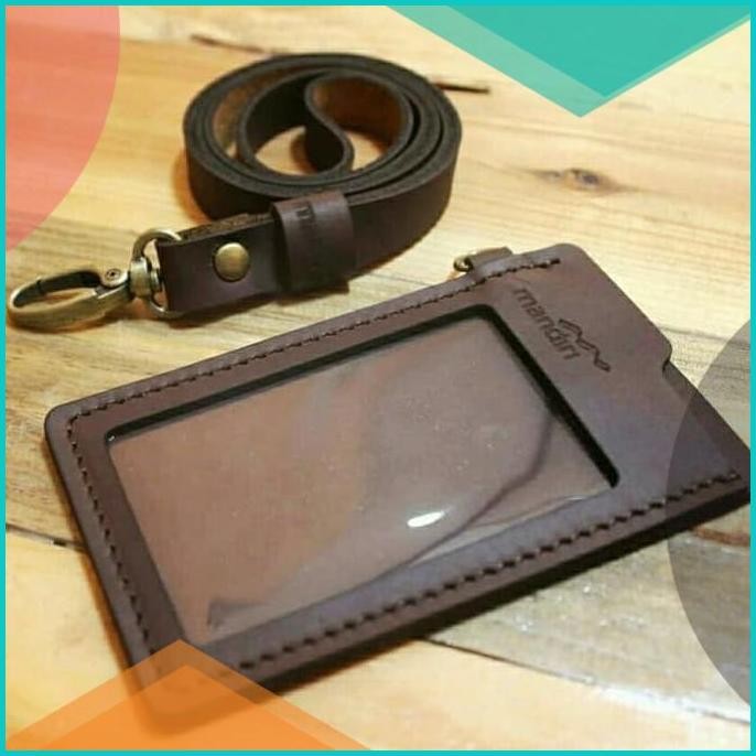 

id card holder & lanyard kulit sapi grafir nama & logo sesuai pesanan