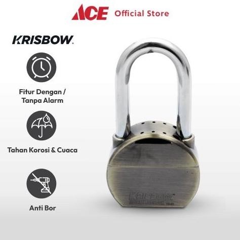 Ace - Krisbow Gembok Kuningan Dengan Alarm Original Dan Terpercaya