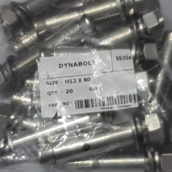 """] Dynabolt / dinabolt M12 x 80mm SS304