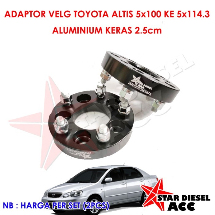 evannew TOYOTA ALTIS 5x100 KE 5x114.3 25MM GANJALAN SPACER VELG ADAPTOR VELG