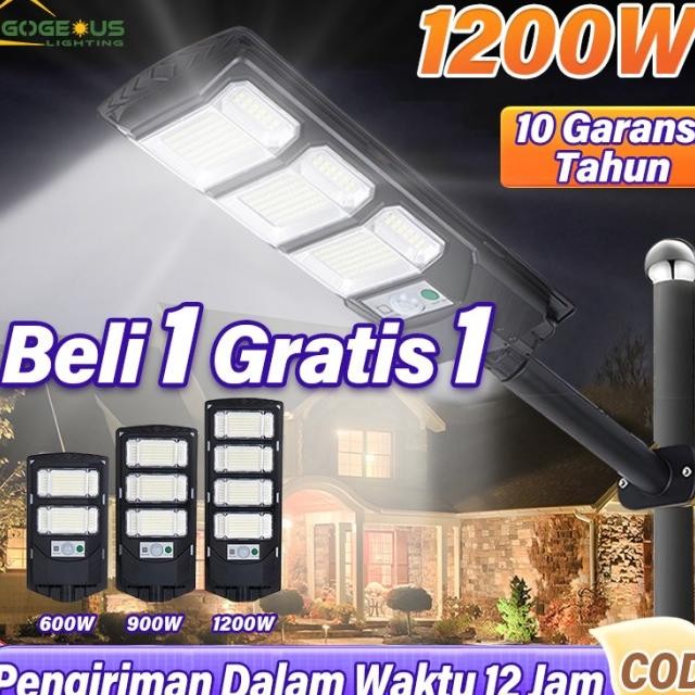Beli 1 Gratis 1Lampu Jalan Tenaga Matahari Outdoor Otomatis Taman 24 Jam Led 1000 Watt Besar Panel L