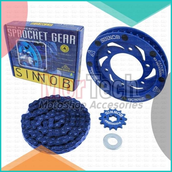 Chain Kit Gear Gir Set Rantai Rante Motor Sinnob Vixion Old Lama Biru