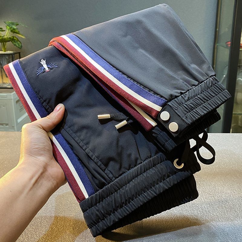 New Ice Silk Pants Men's Ankle Length Jogger Pants