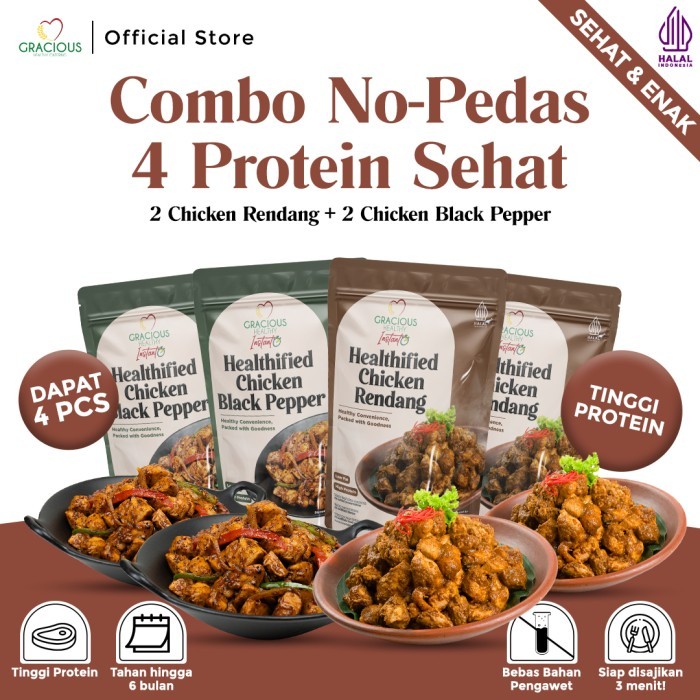 

Combo No-Pedas 4 Protein Sehat 2 Chicken Rendang + 2 Chicken Black Pepper Terbaik