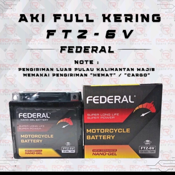 aki full kering federal FTZ-6S vario 125, CB150R, vario 150