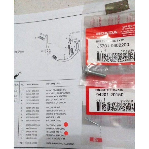 Baut Baud M6 10 Mm Kick Stater Dan Spi Kancingan Switch Rem Honda Win 100 Kirana Astrea Prima Grand 