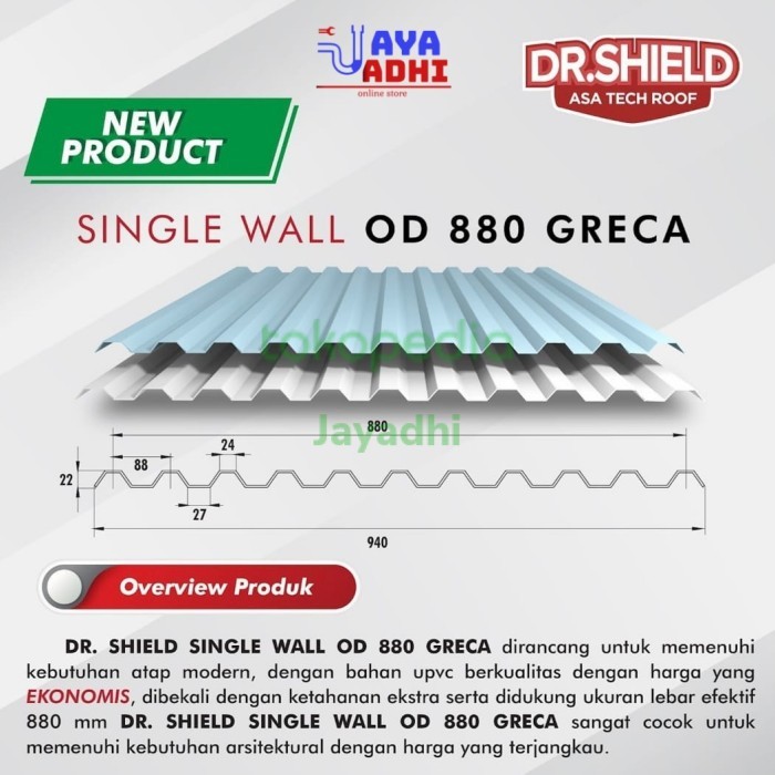 Buruan beli] Atap Dingin uPVC Dr. SHIELD / PVC Roof Murah Single Layer Greca