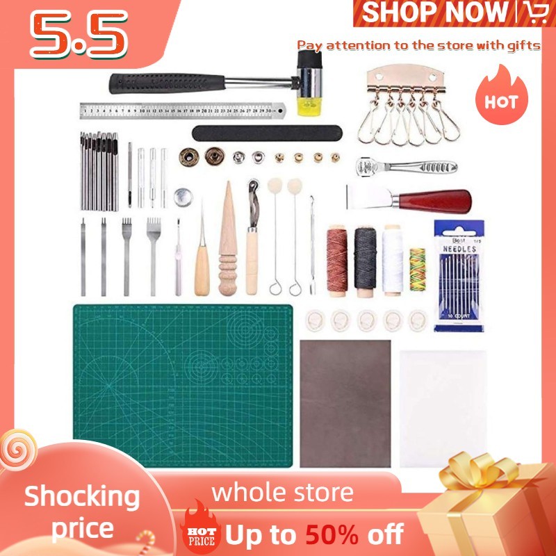 

【Pengiriman dalam 24 jam】 44 Buah Peralatan Kerajinan Kulit DIY Kit Aksesori Jahit Kerajinan Kulit Alat Jahit Kerajinan Tangan Pembuat Lubang Alat Jahit Kerja Kulit |E099B08E|