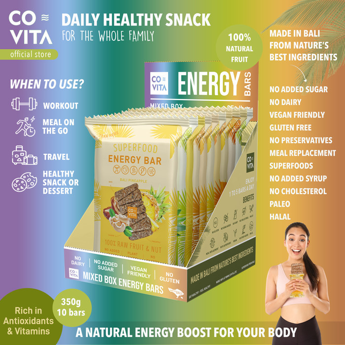 

Covita Superfood Energy Bars Box - Mixed Box Fruit & Nut Bars (10Pcs) New