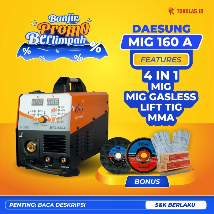 Terbaru Mesin Travo Las Inverter Daesung Mig Mag 160 A Mig160 Tanpa Gas
