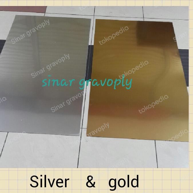 

TERBARU - gravoply silver & gold teks hitam 120x60cm tebal 1.5ml