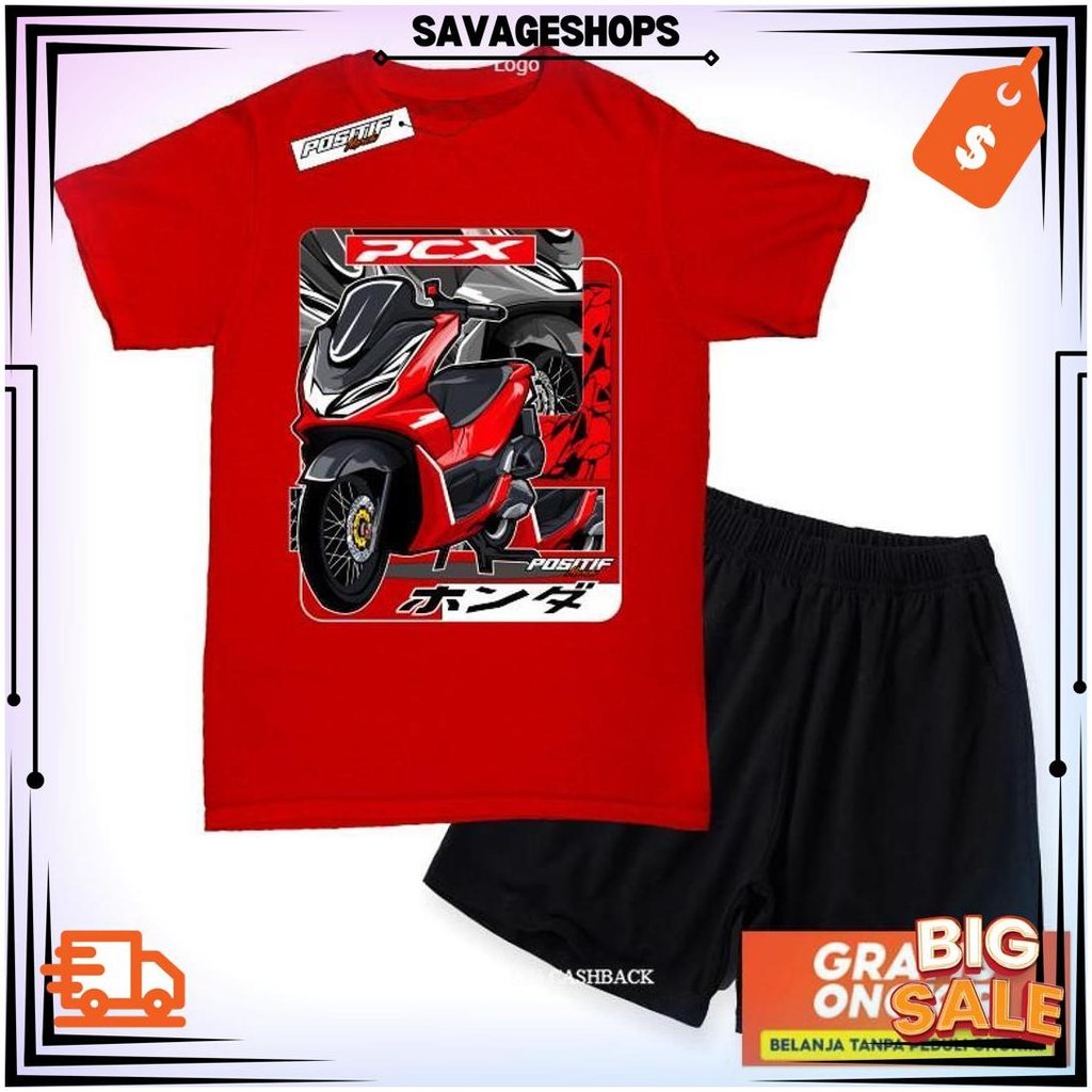 Baju Kaos Anak Setelan Motor Vario Merah Racing Balap | Positif Merch Bg Terlaris