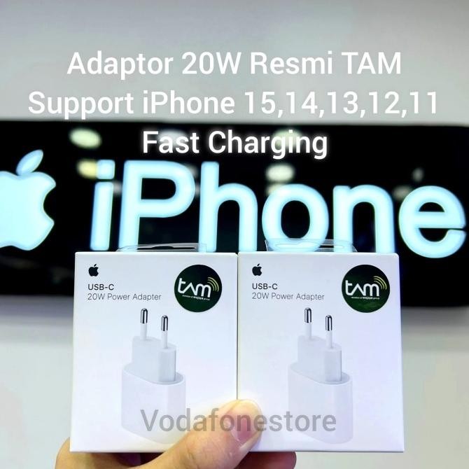 TERBARU - IPHONE 15 15 Pro Max Adaptor Type C 20 Watt Fast Charging Original TAM