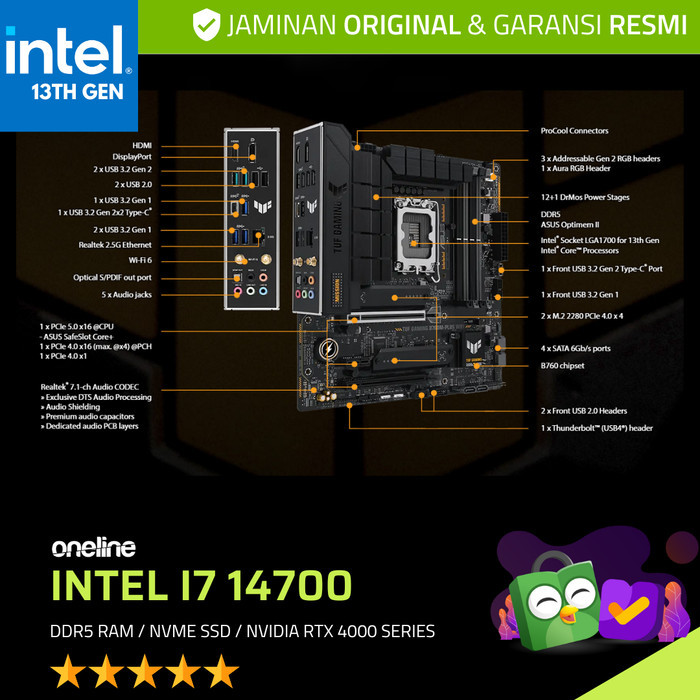 ASUS PC Rakitan Intel Core i7 14700 / DDR5 / SSD / Nvidia GeForce