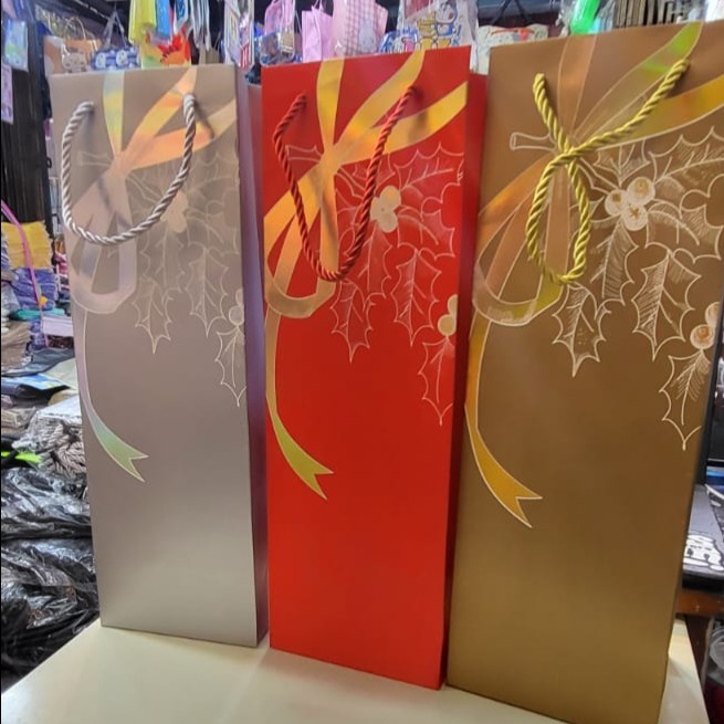 

Paper bag Tas kertas Botol Wine Paperbag Natal 35x11 (1 Lusin) ISI 12